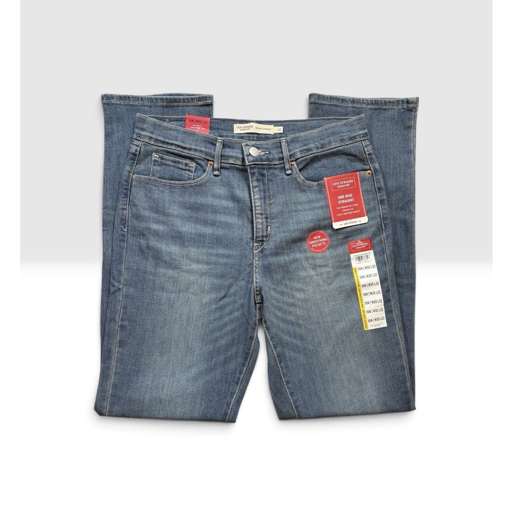 Levi Strauss Signature Women's Jeans Mid Rise Straight Size 10 NWT -2255